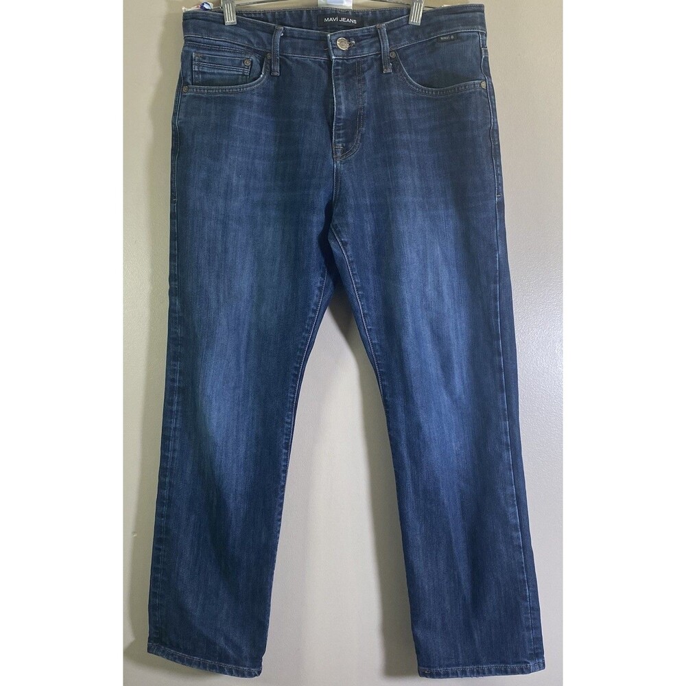 Mavi Jeans Mens 34x30 Blue Matt Relaxed Straight Leg Denim Zip Fly